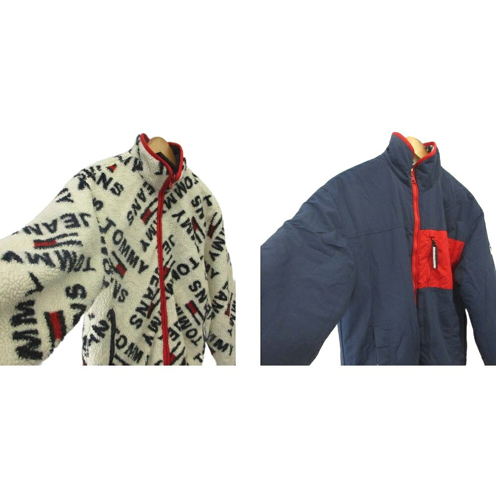 【中古】トミー TOMMY ボアジャケット ブルゾン 上着 S 白 ホワイト 紺 ネイビー ...