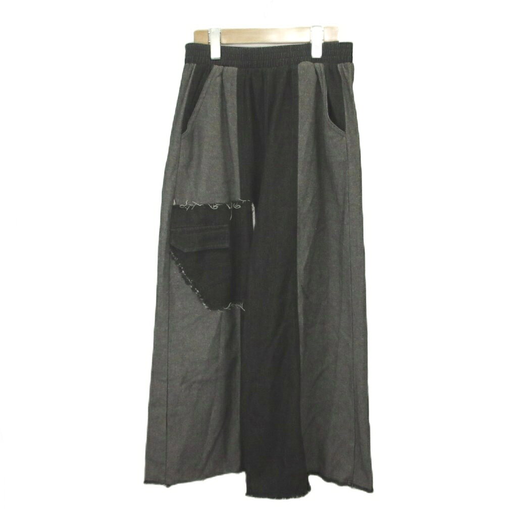 [Used] Unused Respect Easy Wide Denim Pants Jeans ML Black Gray Color Block Design with Pockets Long Pants /YU ■ECA006 Men's [Vector Used Clothing] 260610