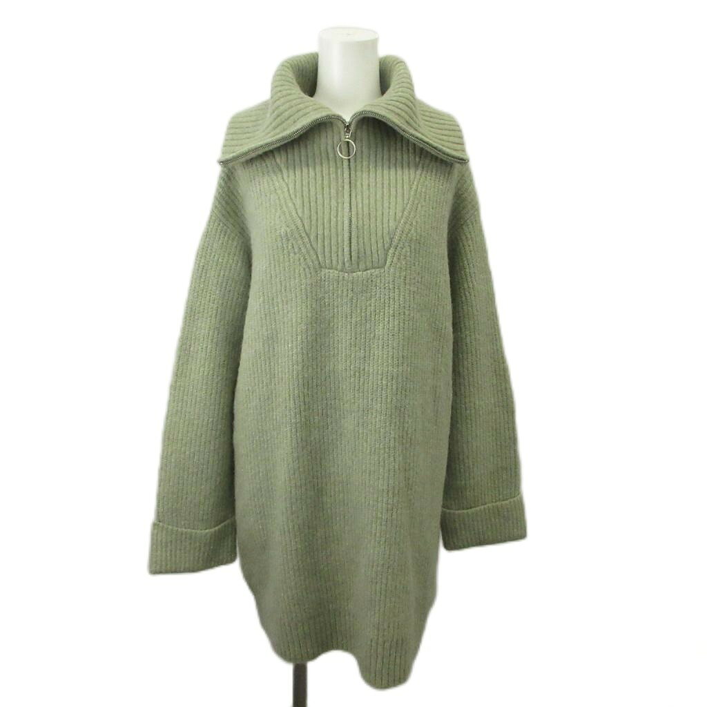 【中古】スナイデル SNIDEL ニットチュニック ウール Free オリーブグリーン ハーフジップ リブ編み 長袖 ECA006 /SH ■ECA006 レディース 【ベクトル 古着】 260612