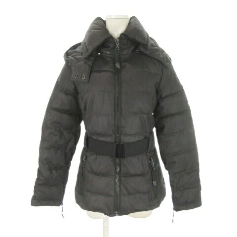 ベルシュカ Bershka Bsk outerwear 中綿ジャケット 上着 M 黒 ブラック フード付き 長袖 ベルト付き /MN32 ■ECB006 レディース  260625