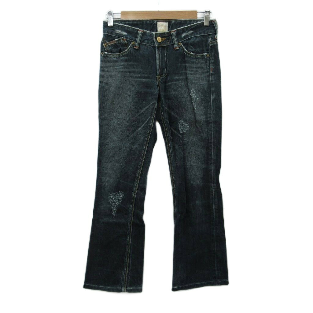 サムシング something ヴィーナスジーン ViENUS JEAN デニムパンツ ジーンズ フレアパンツ 紺 ネイビー ダメージ加工 ロング丈 E533 /YS31 ■ECB006 レディース  260709