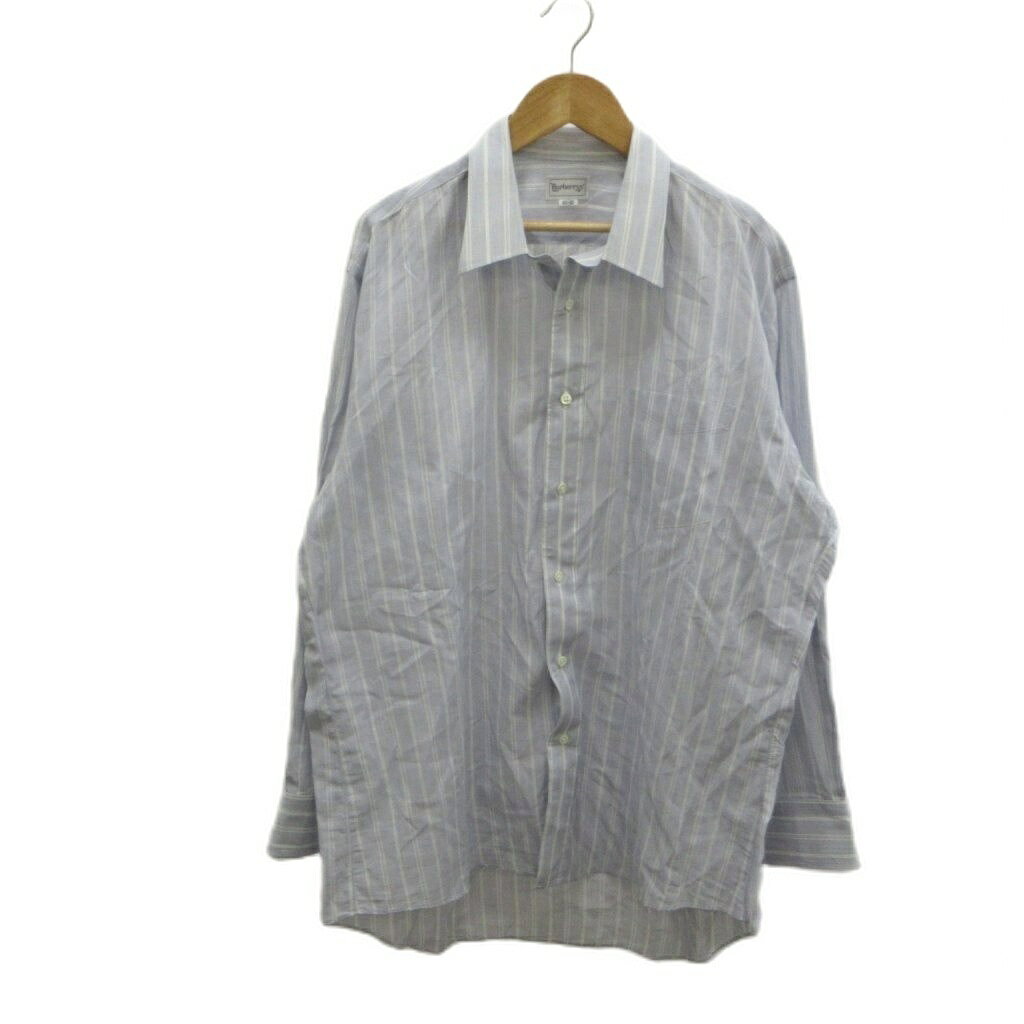 中古 バーバリーズ Burberrys シャツ 麻 リネン 43-82 ライトブルー 白 ホワイト ストライプ柄 長袖 NP G auc-vector-21074820 ブランド古着の買取販売ベクトル パッケージ画像