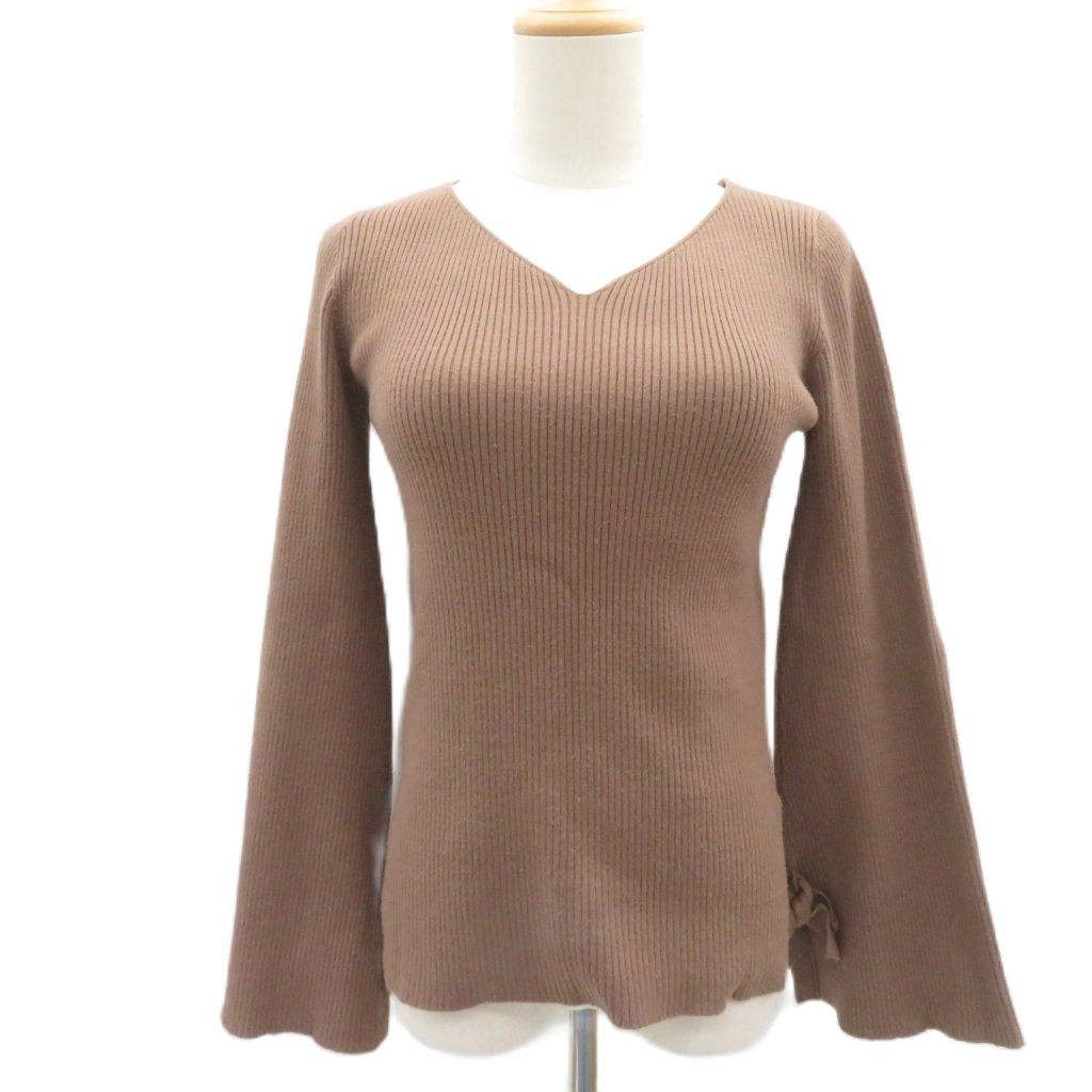 【中古】ミラオーウェン Mila Owen リブニット カットソー 長袖 0 S 茶 Vネック フレアスリーブ /SY20 ■GY75 レディース 【ベクトル 古着】 260714 auc-vector-21117595 ブランド古着の買取販売ベクトル パッケージ画像