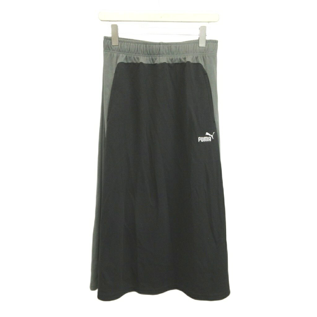 【中古】プーマ PUMA スカート M 黒 ブラック グレー ウエストゴム ロング丈 /NP ■GY70 レディース 【ベクトル 古着】 260710