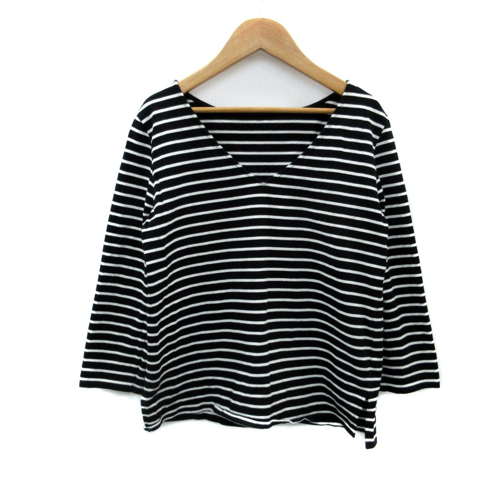 【中古】ミラオーウェン Mila Owen Tシャツ カットソー 0 黒 ブラック オフホワイト ボーダー柄 Vネック 七分袖 /HO32 ■GY70 レディース 【ベクトル 古着】 260724 auc-vector-21143942 ブランド古着の買取販売ベクトル パッケージ画像