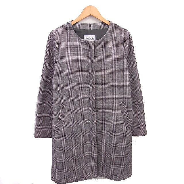 【中古】グローバルワーク GLOBAL WORK WOOLLY TEC ノーカラー コート アウター ミディ丈 千鳥格子 L ベージュ ブラック 薄茶 黒 /TT ■GY75 レディース 【ベクトル 古着】 260806 auc-vector-21166412 ブランド古着の買取販売ベクトル パッケージ画像