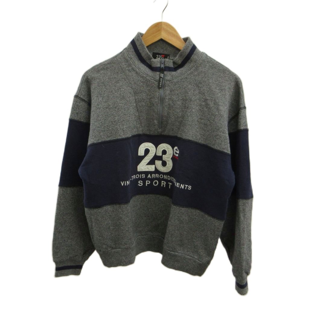 【中古】23区 オンワード樫山 スポーツ SPORT ハーフジップスウェット トレーナー 2 グレー 紺 ネイビー 白 ホワイト ハーフジップ 長袖 切り替えデザイン /SH ■ECA008 レディース 【ベクトル 古着】 260812 auc-vector-21183448 ブランド古着の買取販売ベクトル パッケージ画像