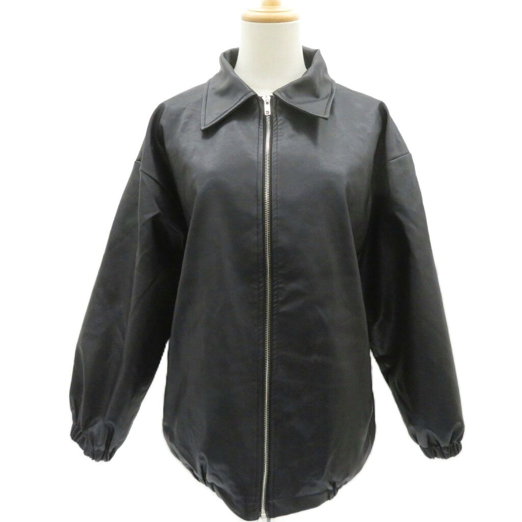 【中古】デイジー DAZY フェイクレザージャケット ブルゾンジャケット 上着 ミドル丈 M 黒 ブラック /HO2 ■ECA008 レディース 【ベクトル 古着】 260819