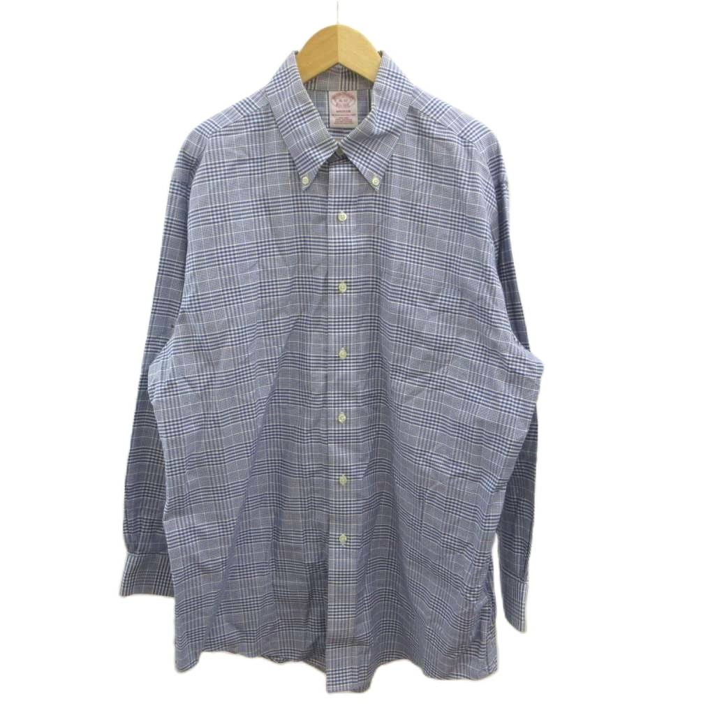 【中古】ブルックスブラザーズ BROOKS BROTHERS シャツ チェック柄 ボタンダウン 長袖 16 青 ブルー 白 ホワイト /YG ■GY70 メンズ 【ベクトル 古着】 260827