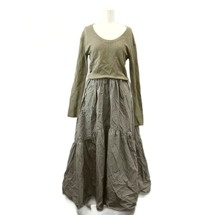 【中古】ミラオーウェン Mila Owen ワンピース Vネック 長袖 ティアードスカート 1 カーキ マキシ丈 /NP ■GY70 レディース 【ベクトル 古着】 260828 auc-vector-21224269 ブランド古着の買取販売ベクトル パッケージ画像