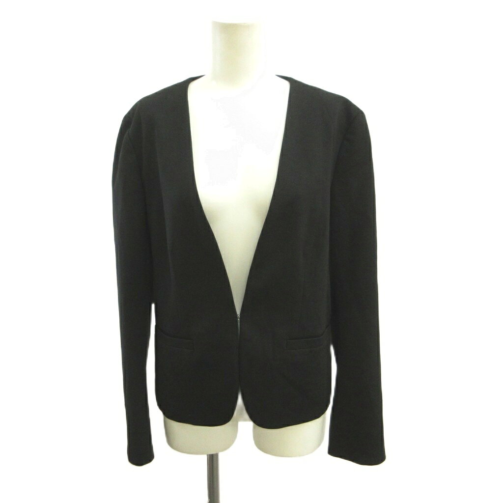 【中古】自由区 オンワード樫山 ノーカラージャケット 上着 40 黒 ブラック 裏地ストライプ柄 長袖 /YU ■GY70 レディース 【ベクトル 古着】 260828 auc-vector-21224802 ブランド古着の買取販売ベクトル パッケージ画像