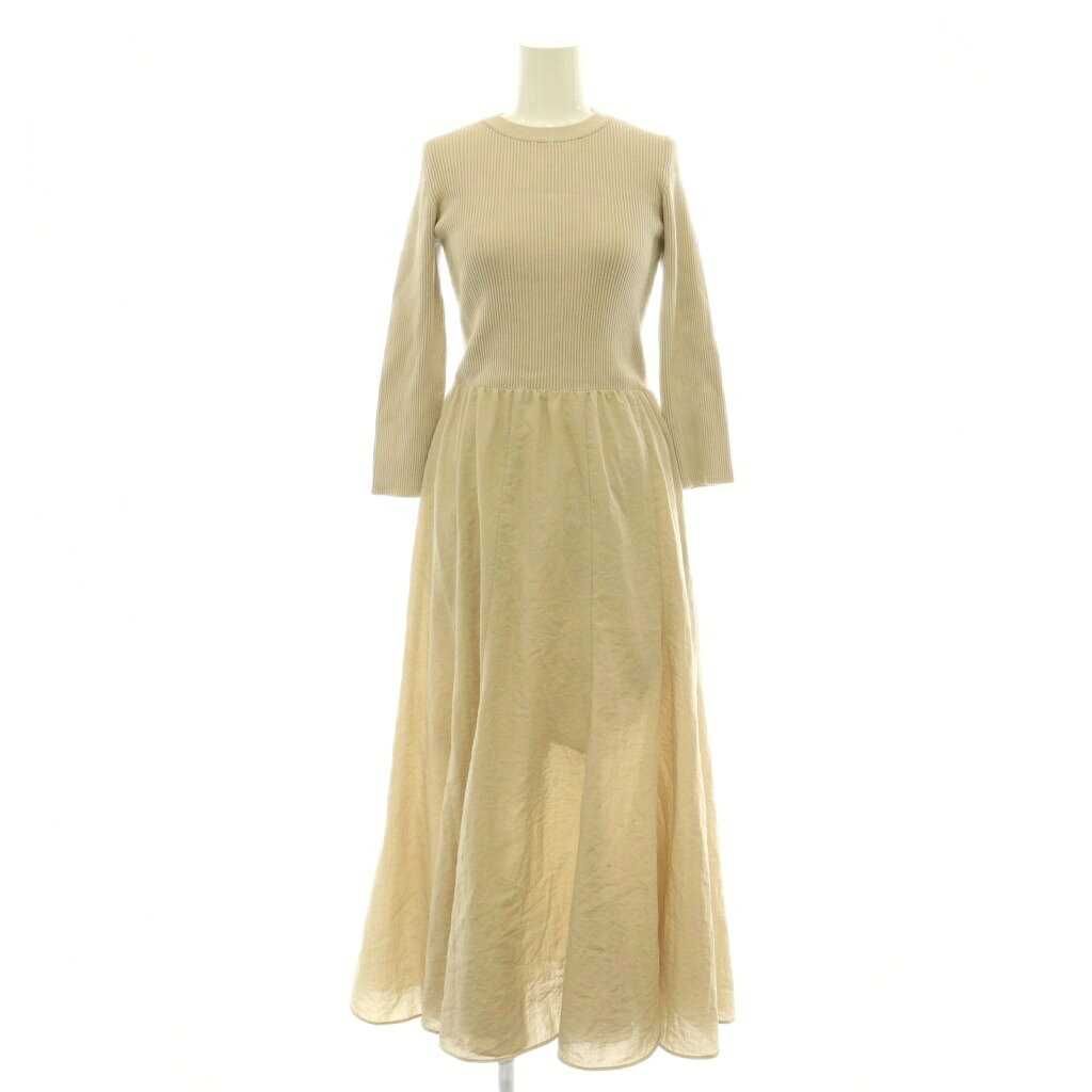 【中古】ミラオーウェン Mila Owen ドッキングワンピース ニット リブ プルオーバー 0 ベージュ /CX ■GY70 レディース 【ベクトル 古着】 260901 auc-vector-21231046 ブランド古着の買取販売ベクトル パッケージ画像