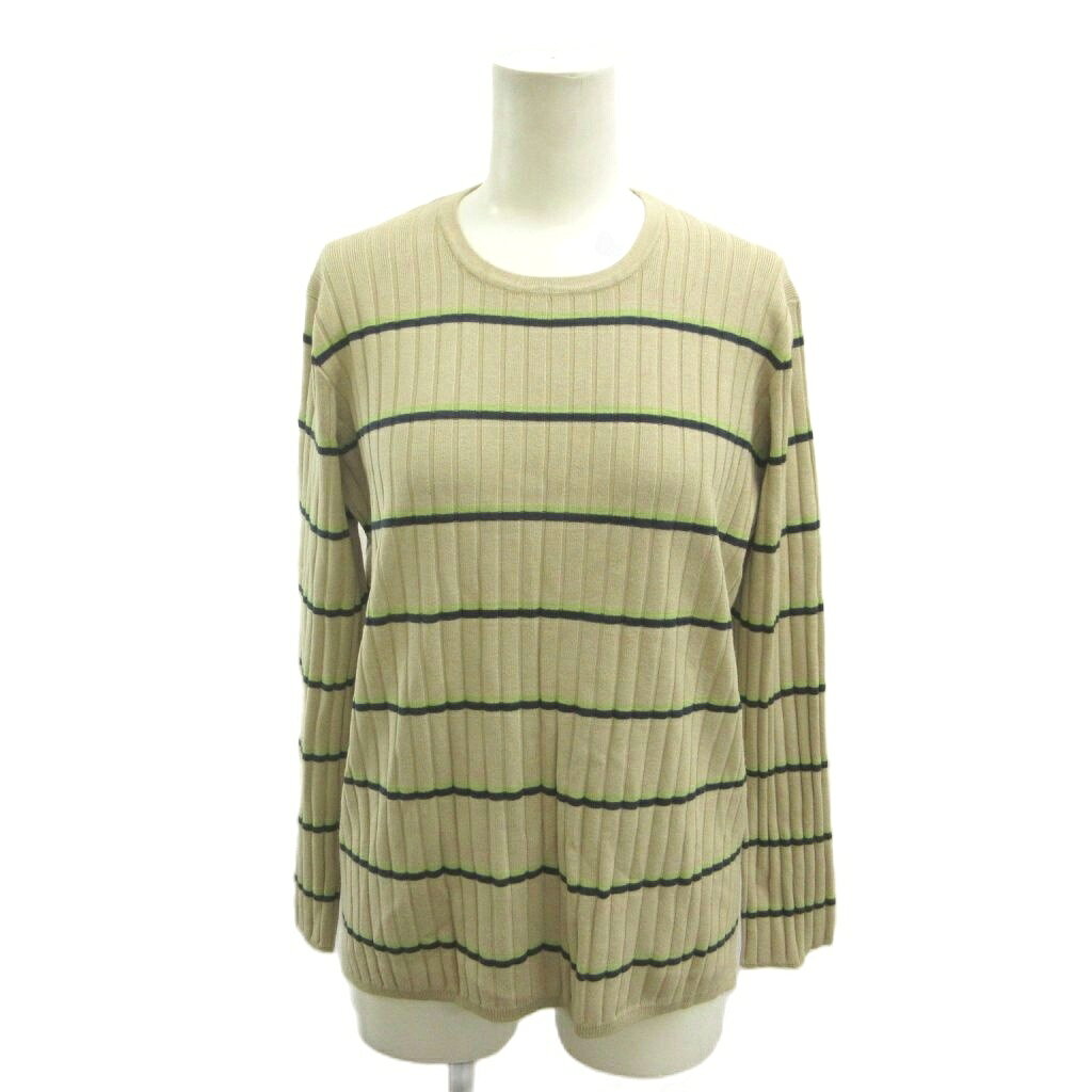 【中古】ミラオーウェン Mila Owen カットソー Free ベージュ ボーダー柄 リブ編み 長袖 /RN ■GY75 レディース 【ベクトル 古着】 260903 auc-vector-21238636 ブランド古着の買取販売ベクトル パッケージ画像