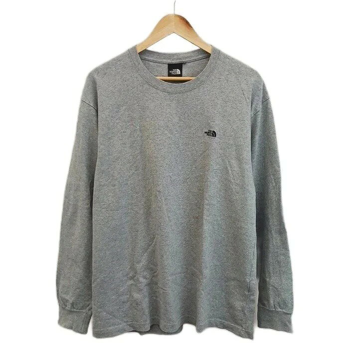 【中古】ザノースフェイス THE NORTH FACE トレーナー XL グレー クルーネック 長袖 ロゴ刺繍 /RN ■ECD009 メンズ 【ベクトル 古着】 261004