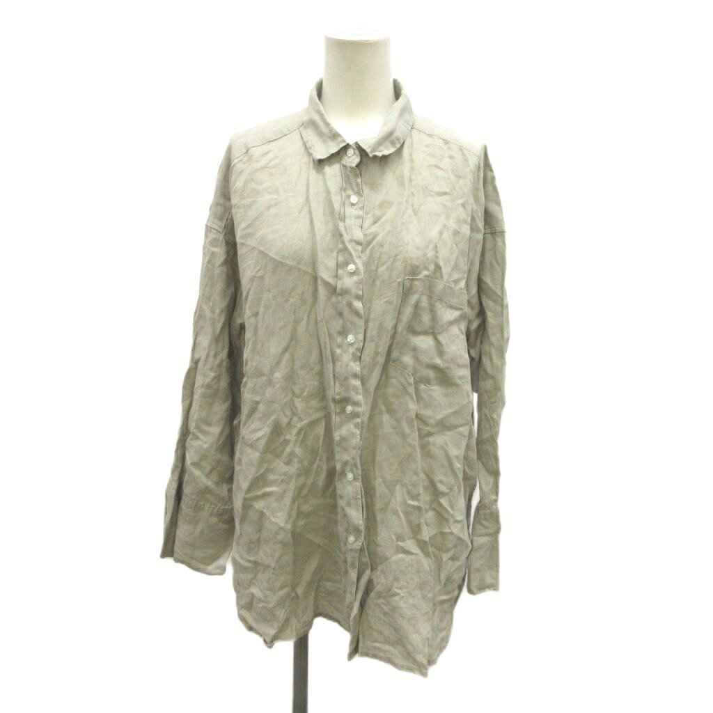 【中古】ミラオーウェン Mila Owen シャツ オーバーサイズ レギュラーカラー 長袖 麻 リネン F グレージュ /YG ■ECA010 レディース 【ベクトル 古着】 261014 auc-vector-21337207 ブランド古着の買取販売ベクトル パッケージ画像
