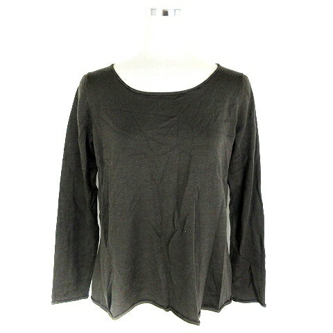 【中古】フレームワーク Framework ニット カットソー 長袖 ラウンドネック 切替 薄手 無地 茶 ブラウ..