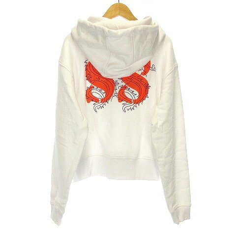 【中古】未使用品 ゲス GUESS 19AW GUESSx88RISING GUE88RISING パーカー ジャケット 長袖 ショート丈 フーディ プルオーバー オーバーサイズ 厚手 コットン 裏起毛 ロゴ プリント S 白 ホワイト トップス レディース 【ベクトル 古着】 240817 2
