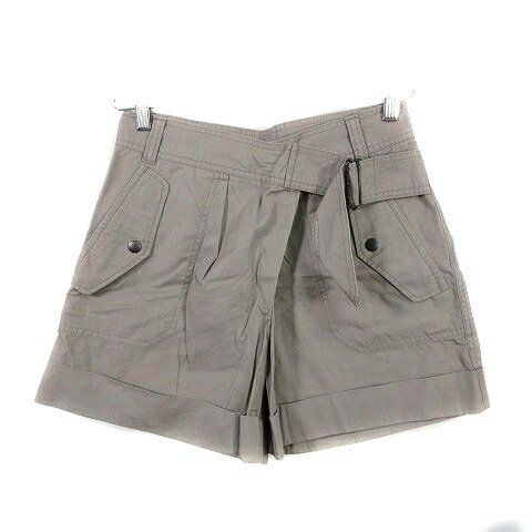 【中古】イエナ IENA ショートパンツ ショーパン チノ チノパンツ ベルト ロールアップ コットン 薄手 無地 36 グレージュ ボトムス レディース 【ベクトル 古着】 240828