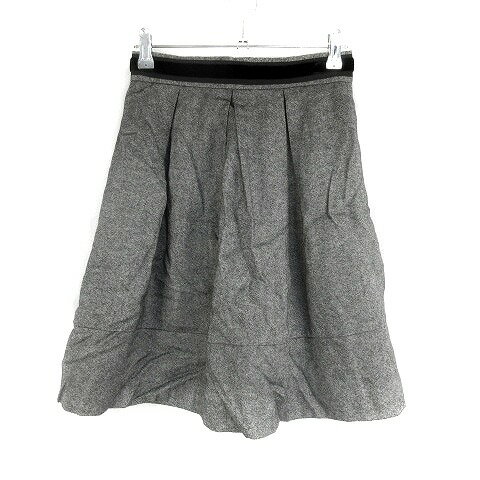 【中古】ジャスグリッティー JUSGLITTY スカート ひざ丈 フレア ボックスプリーツ 切替 ベロア バックファスナー 薄手 ウール 無地 0 グレー ボトムス レディース 【ベクトル 古着】 240903