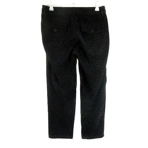 【中古】ジャーナルスタンダード JOURNAL STANDARD クロップド パンツ ストレート タック アンクル丈 厚手 ヒョウ柄 レオパード柄 36 黒 ブラック ボトムス レディース 【ベクトル 古着】 240903