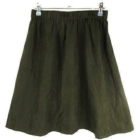 【中古】ブロードゥリー&コー Broderie&Co ナノユニバース スカート フレア ひざ丈 ギャザー スエード調 ウエストゴム 薄手 無地 F 緑 グリーン ボトムス /T2 レディース 【ベクトル 古着】 241002