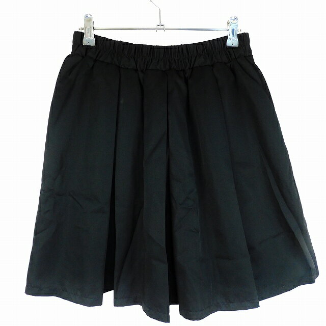 【中古】コルザ COLZA スカート フレア ボックスプリーツ ひざ丈 ウエストゴム 無地 M 黒 ブラック ボトムス /T2 レディース 【ベクトル 古着】 241024