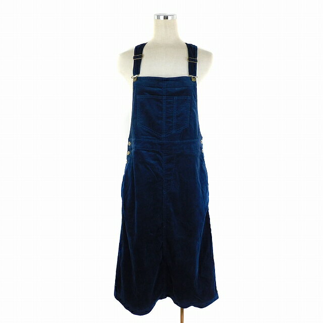 【中古】ビームスハート BEAMS HEART ワンピース ジャンパースカート ミモレ丈 スエード調 コットン 無地 紺 ネイビー レディース 【ベクトル 古着】 241108