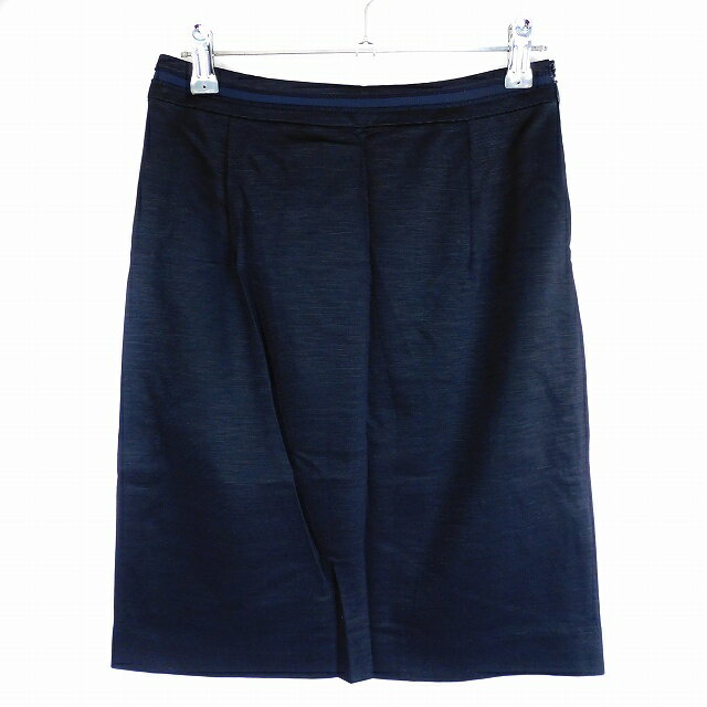 【中古】ユナイテッドアローズ UNITED ARROWS スカート 台形 ひざ丈 サイドファスナー 薄手 コットン 無地 36 紺 ネイビー ボトムス /T2 レディース 【ベクトル 古着】 250509