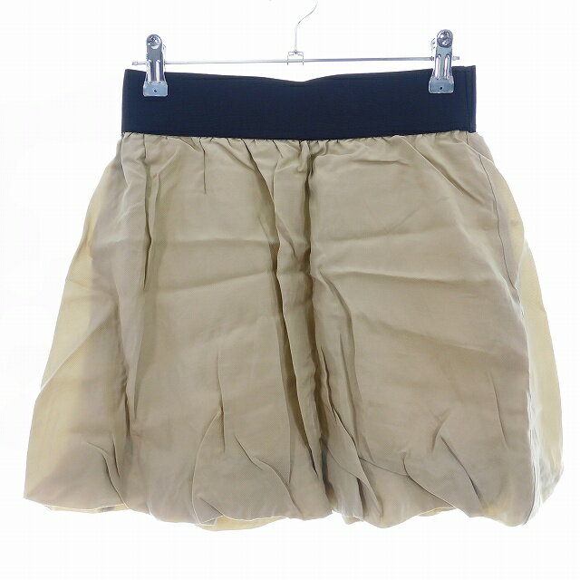 【中古】B&Y ユナイテッドアローズ BEAUTY&YOUTH ビューティー&ユース バルーンスカート フレア ミニ ウエストゴム 無地 ベージュ ボト..