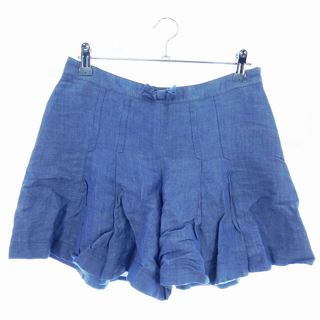 Capri Pants - 【中古】クローラ crolla ショーパン パンツ ショート タック サイドファスナー リボン 麻 リネン 無地 36 青 ブルー ボトムス /T2 レディース 【ベクトル 古着】 250708