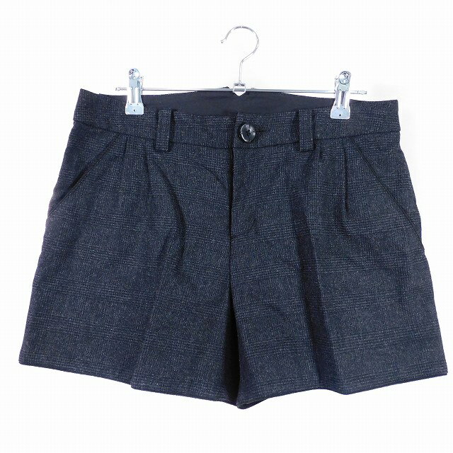 Wool - 【中古】アダムエロペ Adam et Rope' ショーパン パンツ ショート ジップフライ ウール チェック 38 黒 ブラック ボトムス /T2 レディース 【ベクトル 古着】 250807