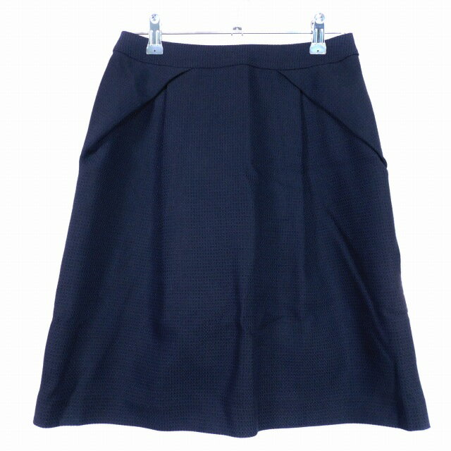 【中古】エフデ ef-de タイトスカート ひざ丈 タック バックファスナー コットン 無地 9 紺 ネイビー ボトムス /T2 レディース 【ベクトル 古着】 250829