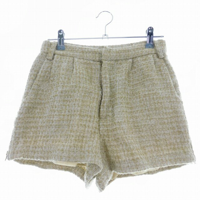 【中古】ダズリン dazzlin ショーパン パンツ ショート タック ジップフライ ツイード M ベージュ ボトムス /T2 レディース 【ベクトル 古着】 250904