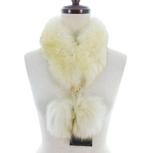 未使用品 FUR TOP MODE FASHION FOR LADIES リアルファー ブルーフォックス ティペット 毛皮 ファー 無地 アイボリー 小物 /AZ レディース  260602