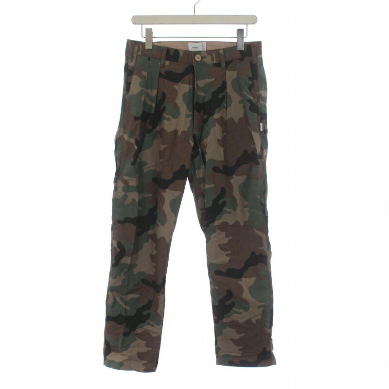 【中古】ダブルタップス WTAPS 20AW BIZZ TROUSERS COTTON.SATIN.CAMO カーゴパンツ カモフラ 迷彩 01 S カーキ 202TQDT-PTM03 /KH メンズ 【ベクトル 古着】 240219