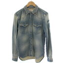 【中古】タバニティーソージーンズ TAVERNITI SO JEANS デニムシャツ 長袖 スタッズ USED加工 M インディゴ /BM メンズ 【ベクトル 古..