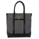【中古】トムブラウン THOM BROWNE ジップクロージャー付きカラーブロックトート ブラックペブル&カーフレザー トートバッグ ハンドバッグ グレー ブラ...