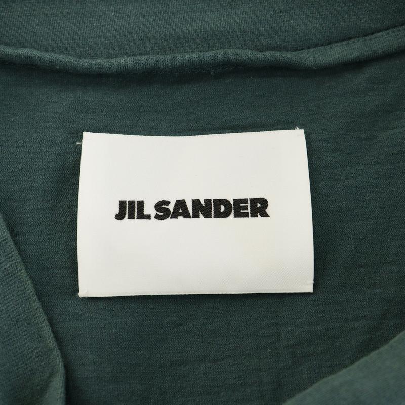 【中古】ジルサンダー JIL SANDER VネックTシャツ カットソー 半袖 ロゴ M 緑 グリーン J22GC0107 /AN14 メンズ 【ベクトル 古着】 241009