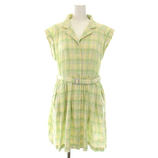 【中古】ミスティウーマン mysty woman ノースリーブ シャツ ワンピース ミニ チェック M 黄緑 ライトグリーン イエロー 青 /YM レディース 【ベクトル 古着】 241109 【中古】ミスティウーマン mysty woman ノースリーブ シャツ ワンピース ミニ チェック M 黄緑 ライトグリーン イエロー 青 /YM レディース 【ベクトル 古着】 241109