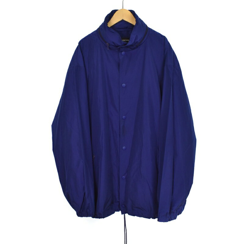 【中古】バレンシアガ BALENCIAGA 18年製 バックロゴ ナイロンジャケット ウインドブレーカー ブルゾン 46 青 ブルー 533911 メンズ 【ベクトル 古着】 250427