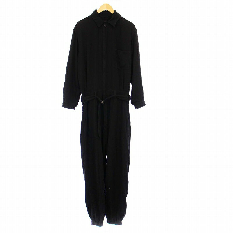【中古】コモリ COMOLI シルクネップ オールインワン つなぎ 長袖 ワイド 1 黒 B01-01004 /KH メンズ 【ベクトル 古着】 250522