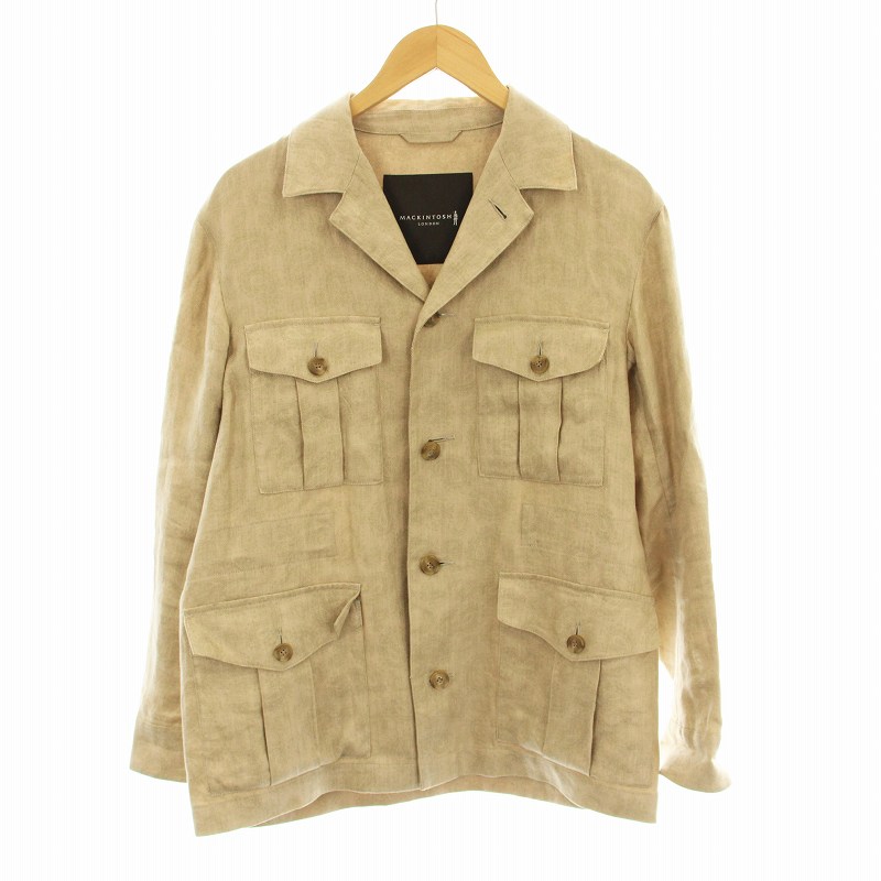 【中古】マッキントッシュ ロンドン MACKINTOSH LONDON M-43 リネン サファリジャケット ブルゾン ペイズリー柄 麻 リネン 38 ベージュ G1F79-106-43 /KU メンズ 【ベクトル 古着】 250626