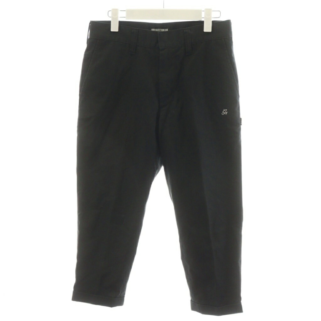 【中古】ゴッド セレクション トリプルエックス GOD SELECTION XXX パンツ ジッパーフライ ロゴ 刺繍 ロールアップ S 黒 ブラック /AN30 メンズ 【ベクトル 古着】 251010