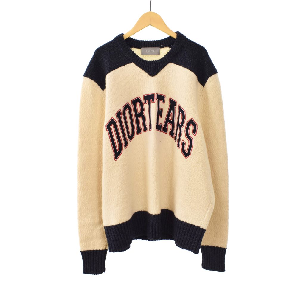 【中古】クリスチャンディオール Christian Dior デニムティアーズ DENIM TEARS 23AW フロントロゴ ニット セーター XL アイボリー 393M652AT657 ☆AA★ メンズ 【ベクトル 古着】 260122