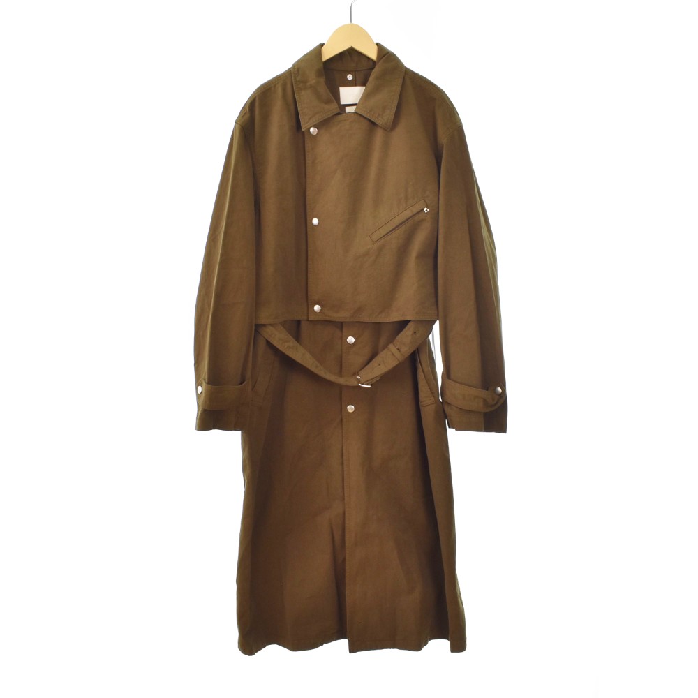 【中古】ヨーク YOKE 23AW 2way ステンカラーコート ロング 1 カーキ YK23FW0545C ☆AA★ メンズ 【ベクトル 古着】 260122