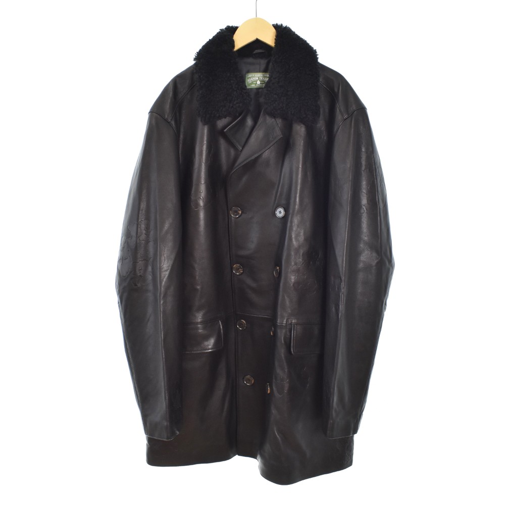 乐天商城 - 【中古】デニムティアーズ DENIM TEARS 24AW Leather Coat レザーコート ボア ラムレザー XL 黒 ブラック ☆AA★ メンズ 【ベクトル 古着】 260122