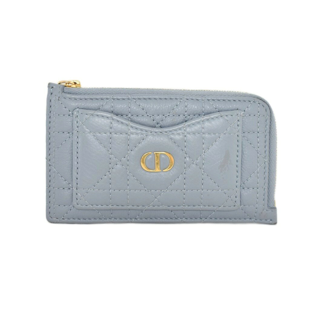 ディオール Dior Caro Cosmos ジップ カードホルダー カナージュ カードケース コインケース 水色 ライトブルー ☆AA★ レディース  260218