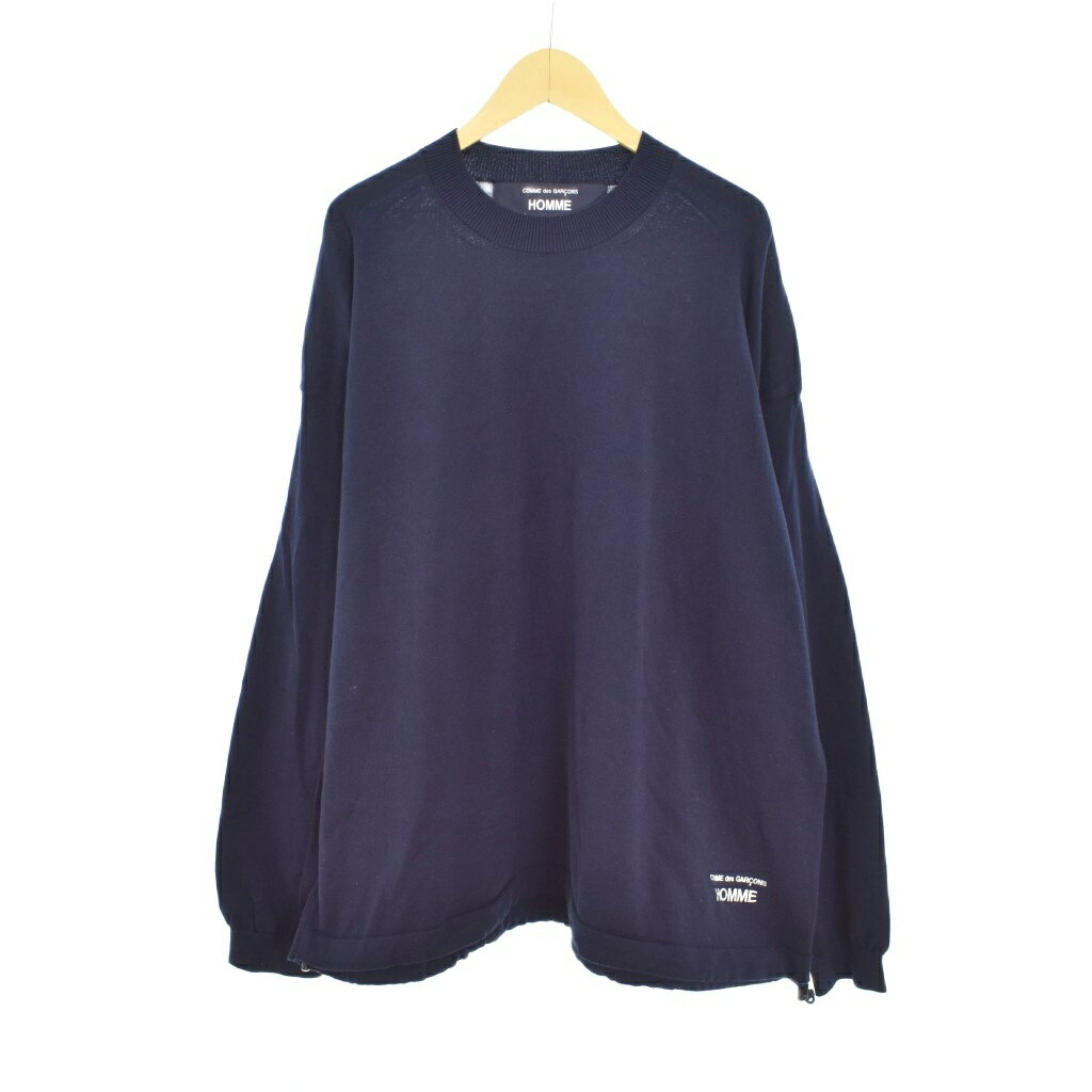 乐天商城 - 【中古】コムデギャルソンオム COMME des GARCONS HOMME 25SS ロゴ入り クルーネック ニット セーター M 紺 ネイビー HO-N001 メンズ 【ベクトル 古着】 260323