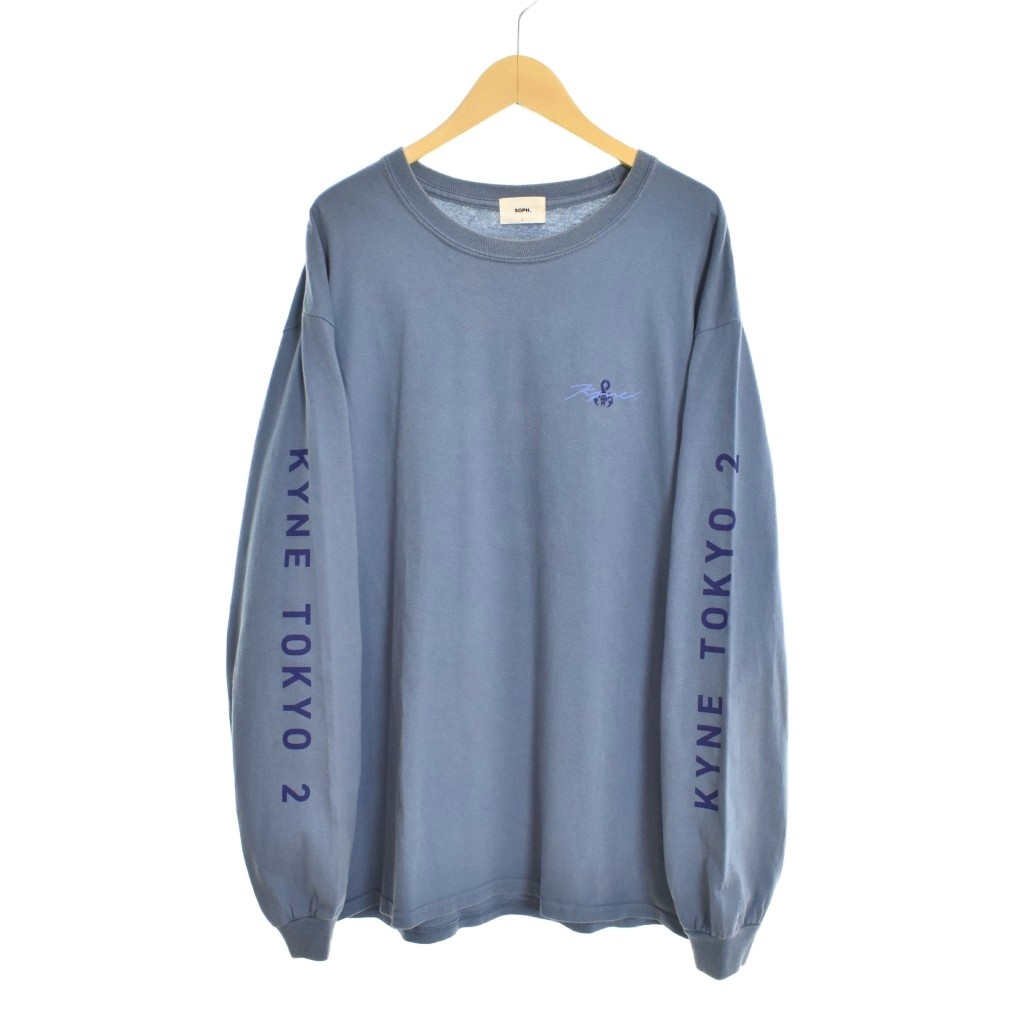 ソフネット SOPHNET. Tシャツ カットソー 長袖 ロンT プリント L 青 ブルー メンズ  260324