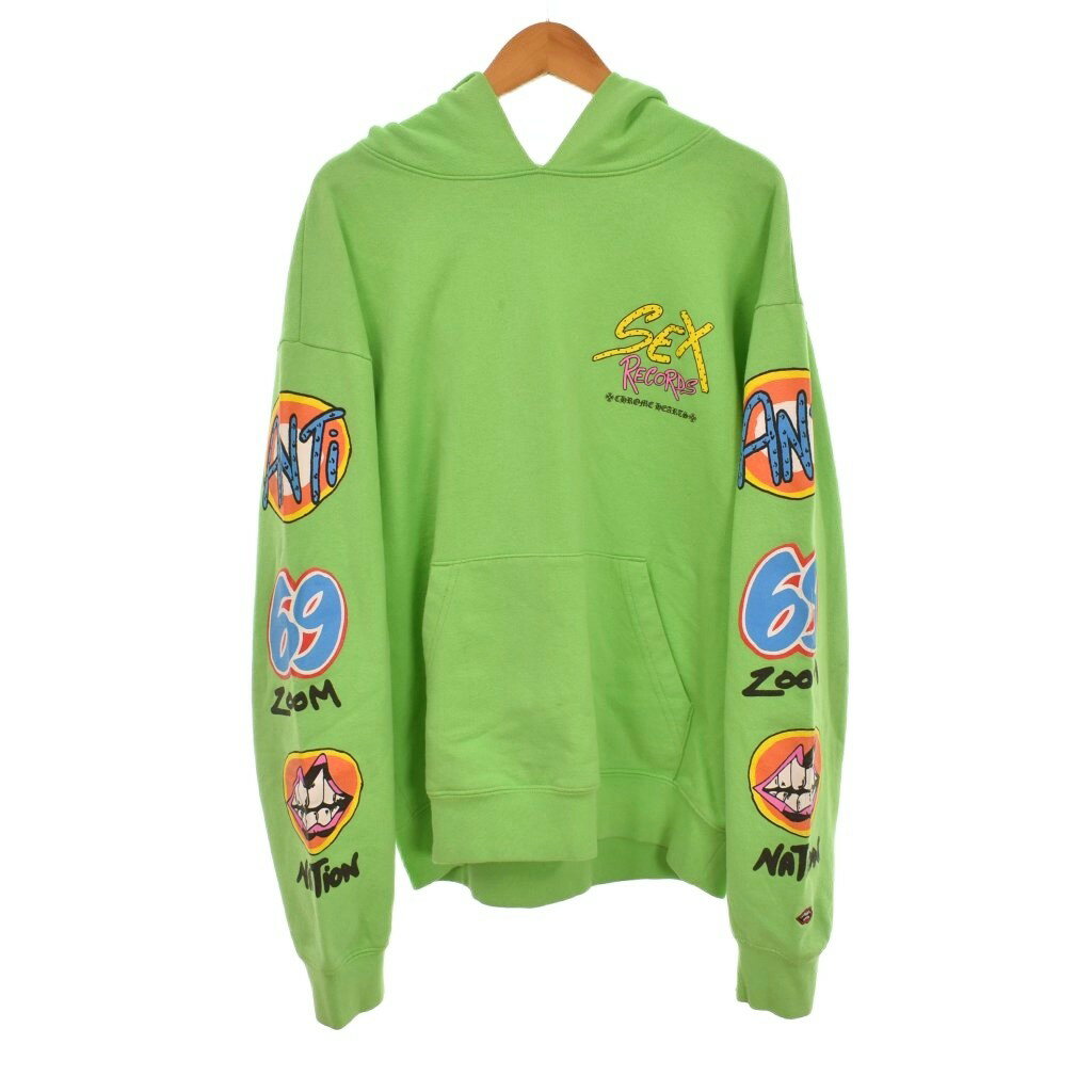 クロムハーツ CHROME HEARTS マッティーボーイ MATTY BOY Sex Records Hoodie パーカー フーディー プリント L 緑 グリーン メンズ  260612